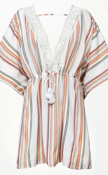Cupshe Amirah Striped Crochet Trim Cover Up Size S - Picture 3 of 7